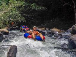man on the river path rio negro tubing rincon de la vieja